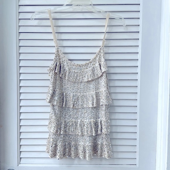 INC Ruffle Sequin Top - Picture 2 of 6